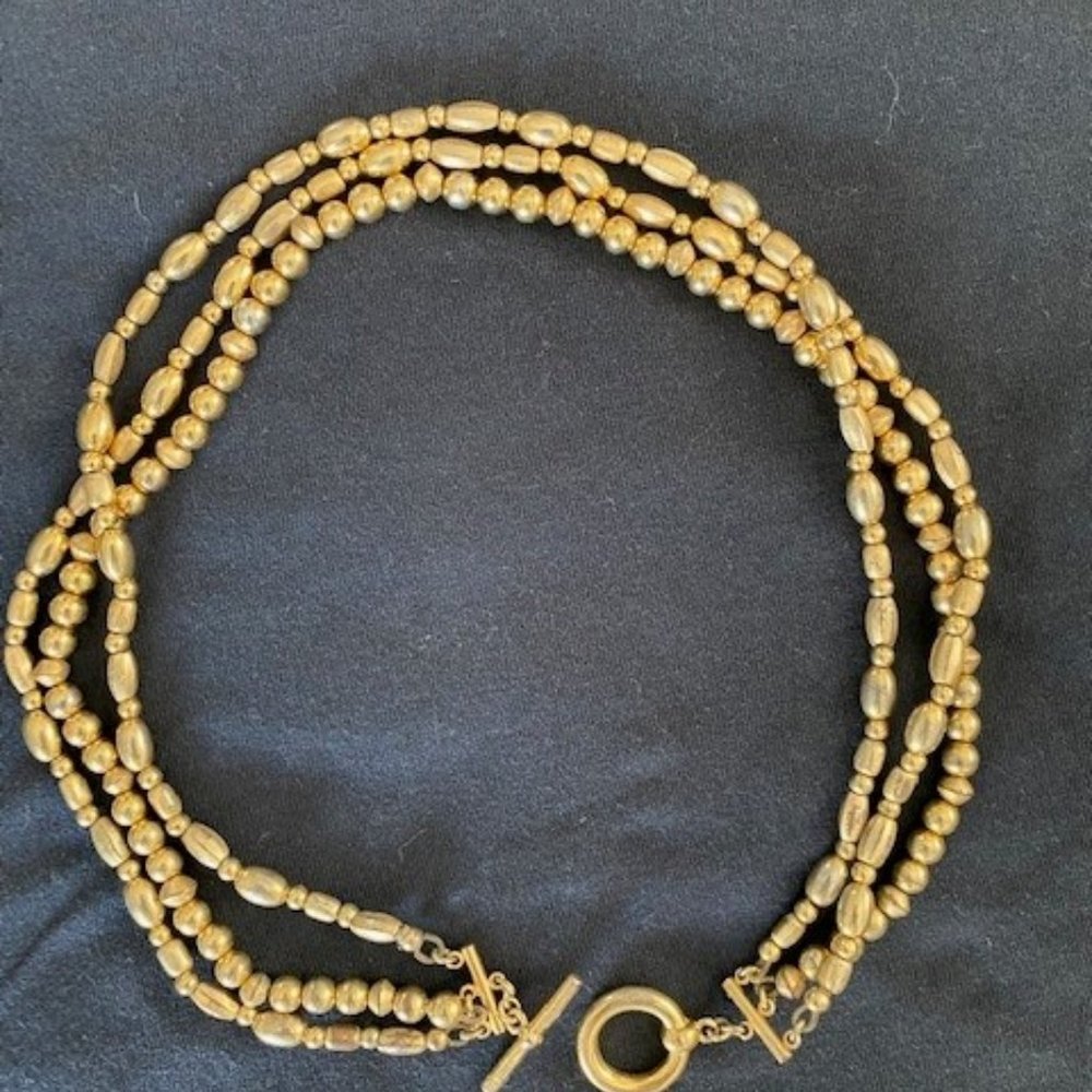Ralph Lauren Gold Tone Costume Multi-Strand Toggle Necklace 17 IN